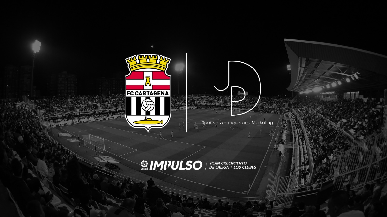 Stadium graphic published by FC Cartagena showing the FC Cartagena and J&P marks